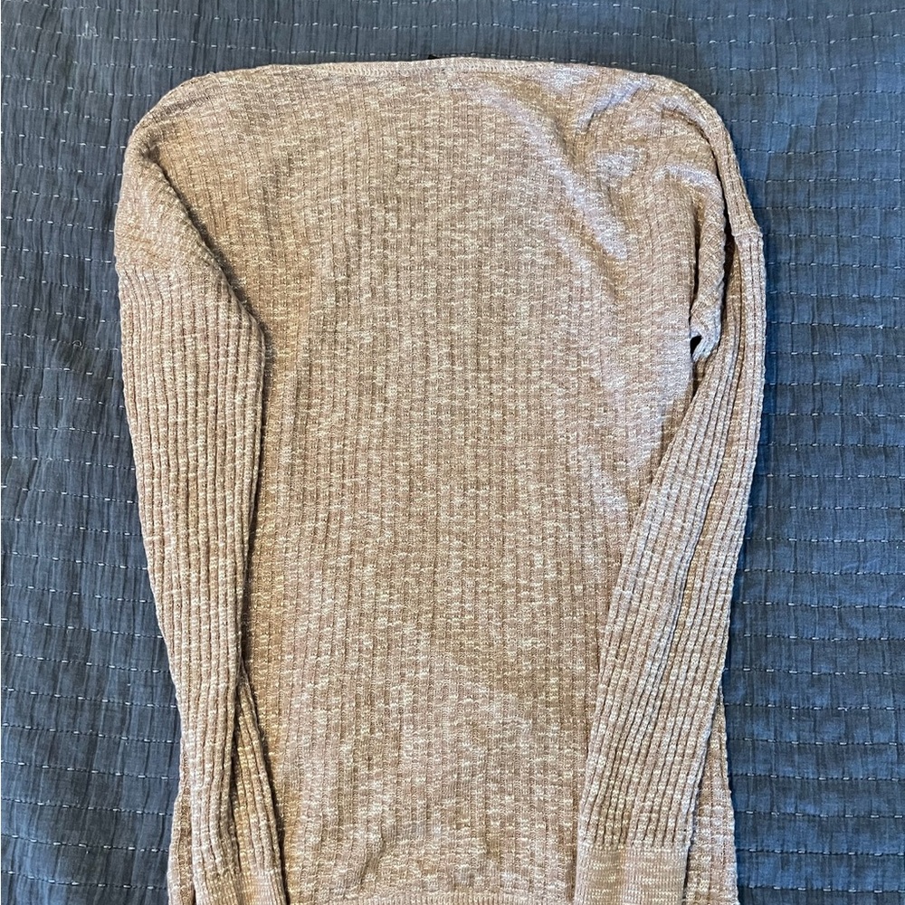 Express Tan/Pink Ribbed Knit Sweater - Picture 2 of 3